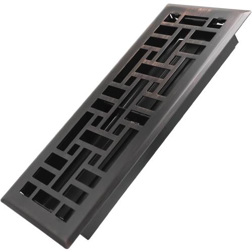 4x12 Inches Heavy Duty Walkable Floor Register Easy Adjust Air Supply Lever Floor Vents - Seattle Design - Vent Cover for Home Floor - Oil Rubbed Bronze