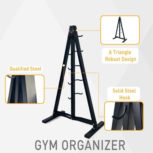 Wall Mounted Lat Pull Down Bar Organizer with Hooks, Home Gym Storage Rack for Lat Pulldown Attachments, Cable Attachments Rack for Gym Accessories