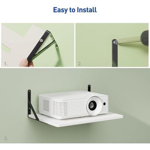 Black White Small Mini Projector Shelf for Wall, Cable Box / Router Shelf,Floating Projector Mount, Holder Stand Accessories