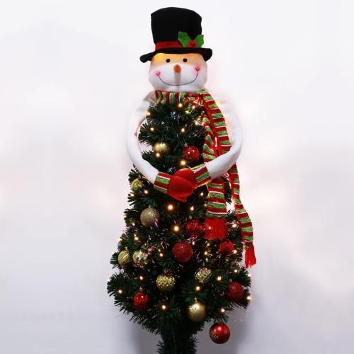 SAFIGLE Snowman Christmas Tree Topper 36 Inch Plush Snowman Head with Knitted Scarf Soft Cotton Padding Holiday Tree Decoration for Winter Home Party