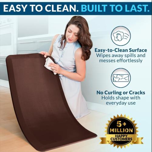 ComfiLife Anti Fatigue Floor Mat – 3/4 Inch Thick Kitchen Mats for Floor, Standing Desk Mat, Kitchen Rug – Comfort at Home, Office – Durable – Stain Resistant – Non-Slip Bottom (24 x 70, Brown)