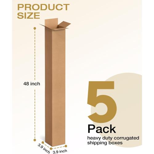 Magicheap 5 Pack Golf Club Shipping Boxes, 48x4x4 Inch Tall Corrugated Cardboard Golf Club Box for Shipping Packaging Moving Mailing