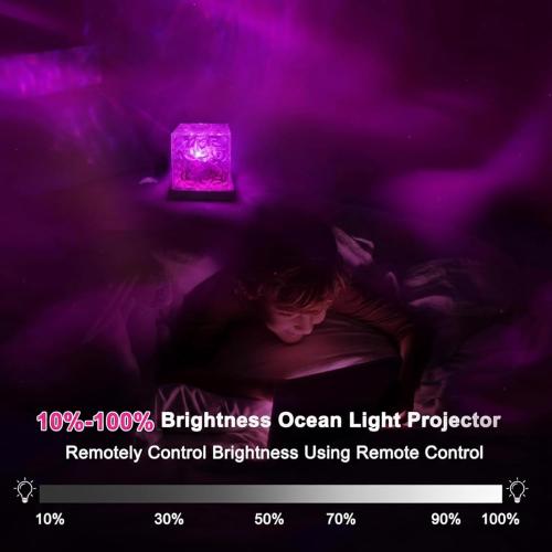 RICHMYC Ocean Wave Projector Light, 16 Colors Gradual Rotating Water Lamp with Remote Control, Beach Decor Sea Themed Northern Lights Projector for Office Bedroom Bar Restaurant(Plug in 4.7in)