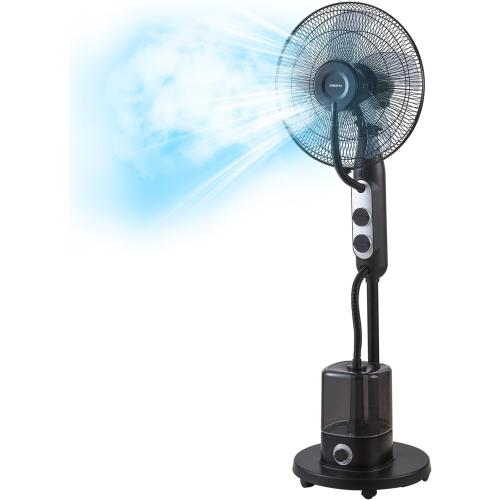 16 Misting Pedestal Fan with 4L Humidifier | 70° oscillating fan with 3 speeds, AC copper motor, anti-dry burn protection, and wheels for home, office, or bedroom use.