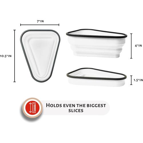 The Perfect Pizza Pack™ - Reusable Pizza Storage Container with 5 Microwavable Serving Trays - BPA-Free Adjustable Pizza Slice Container to Organize & Save Space, White