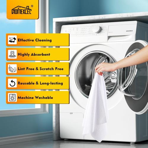 HOMEXCEL White Shop Towels 100 Pack, Reusable Microfiber Towels for Cars, Bulk Multipurpose Microfiber Cleaning Cloths, Lint Free Cleaning Rags for Car, House and Kitchen, 11.5 x 11.5 inch
