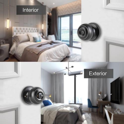 Black Door Knobs Interior Keyless, Door Knobs for Bathroom & Bedroom, Matte Black Privacy Door Knob