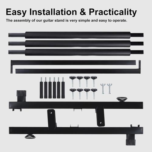 AODSK Multi Guitar Stand Rack with Folding Design,Multiple Guitars Stand,Portable Black Guitar Holder,Black Guitar Display Holder for Guitar & Bass,Studio & Home