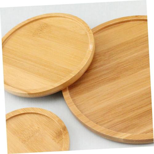 Wood Succulent Plant Tray for Indoor/Outdoor Use Round Bamboo Pot Saucer Water Draining Feature for Balcony and Garden 3-Piece Set