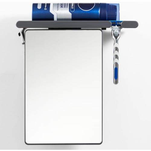 TAILI Shower Mirror Fogless for Shaving with Razor Holder, Fog Free Shower Mirror Suction Wall Mounted for Men & Women, Shatterproof, Removable, Rust-Proof & Waterproof, Grey