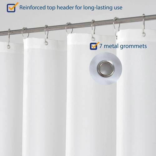N&Y HOME Fabric Shower Curtain or Liner 36 x 72 Inches Bath Stall Size with 2 Bottom Magnets, Hotel Quality, Washable, Water Repellent, White Spa Bathroom Curtains with Grommets, 36x72