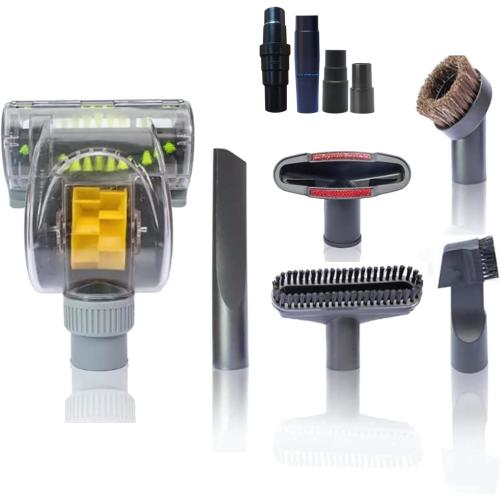 Household Cleaning Kit Vacuum Cleaner Accessories & Air Driven Pet Upholstery Turbo Brush Vacuums Nozzle Tool Pet Attachment Swivel Head with 35mm to 32mm Vacuum Attachment Adapter for Shark Miele