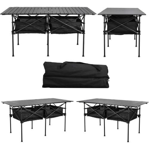 Sanny LargeOutdoor Folding Picnic Camping Table,55X 27.56Portable Aluminum Roll-up Table with Storage Carry Bag for RV Travel,Indoor,Outdoor,Camping, Beach,Backyard,BBQ,Party,Patio,Picnic