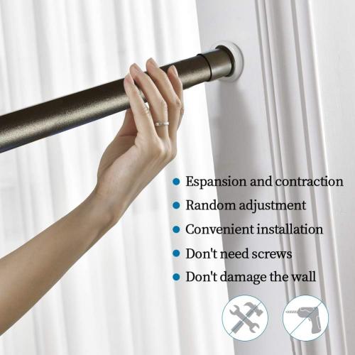 Room Divider Tension Curtain Rod For Windows 121 to 161 Inch,Extra Long Tension Rods Outdoor Curtain Rod, Adjustable Spring Window Tension Rod Pressure Extendable Curtain Rod,Black