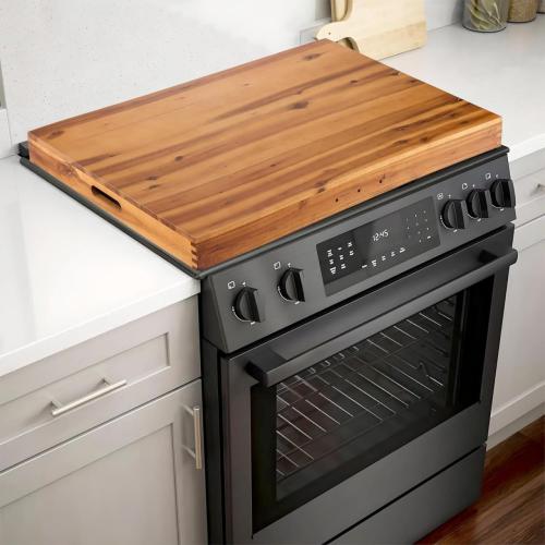 Stove Top Covers for Electric Stove 30”x22” (Outer) / 28.9”x20.8” (Inner) - Acacia Wood Noodle Board for Gas Stovetop - Stove Top Covers for Gas Burners - Sink Cover For Counter Space (Acacia color) - little damage