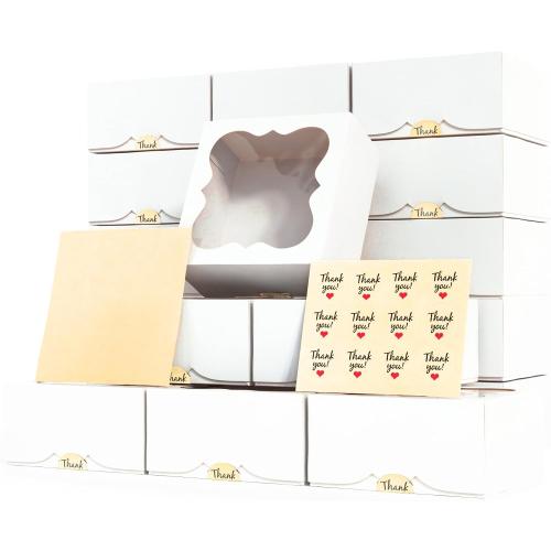 30 Pack 6x6x3 Bakery Boxes with Window – Small Cookie Boxes for Gift Giving – Treat Boxes for Small Cake, Pastry, Strawberries, Dessert, Candy, Charcuterie, Baked Goods and Food (White)