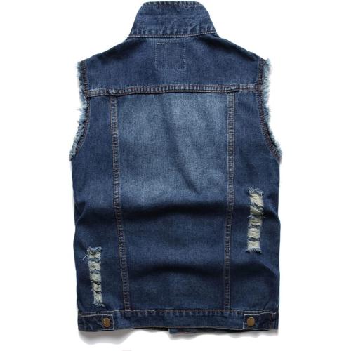 Size 3XL Men's Denim Vest,Sleeveless Jacket Slim Fit Vintage Casual Ripped Summer Jean Vest for Men