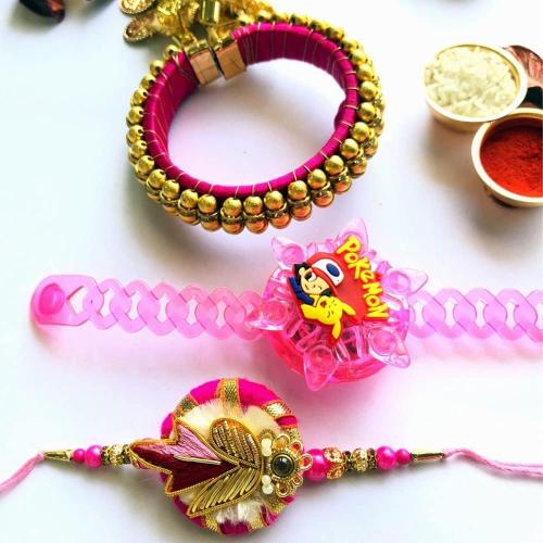 Bhaiya Bhabhi Rakhi Family Rakhi Rakhi Raksha Bandhan Rakhi for Brother Rakhi for Bhabhi Rakhi Bracelate (Multicolor) Pack of 5