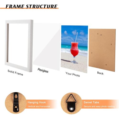 5x5 Picture Frame Rustic White, Distressed 5x5 Picture Frame, Pic Hanging Poster Frame, 5 by 5 Gallery Family Portrait Wall Photo Frame Horizontal and Vertical Display for Wall Hanging/Tabletop