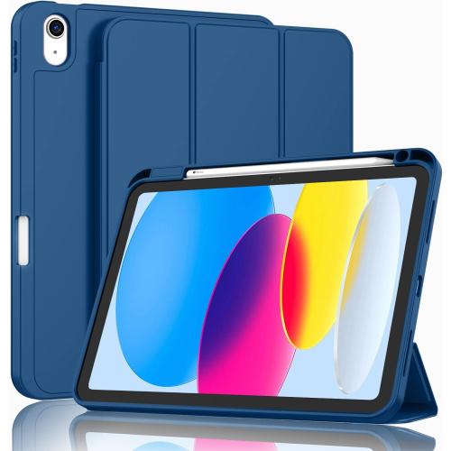 ZryXal iPad 10 Case/iPad 10th Generation Case [11-Inch 2025/10.9 Inch 2022] with Pencil Holder, Smart Cover with Soft TPU Back [Support Auto Wake/Sleep] (Navy Blue)