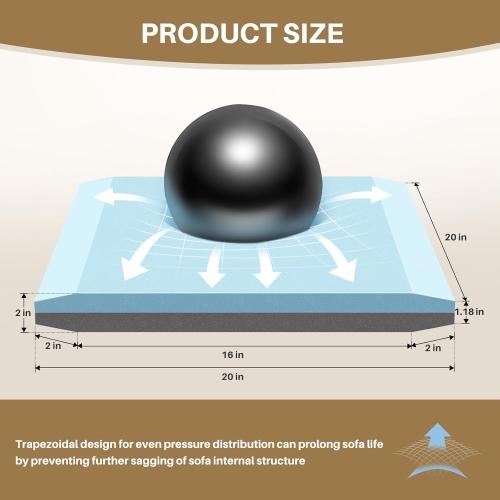 Couch Cushion Support for Sagging Cushions 20''x20'', Two in One Sofa Cushion Support to Repair Sagging Seats, Lift Saggy Seats, Extend Couch's Life, Blue & Grey 1PC