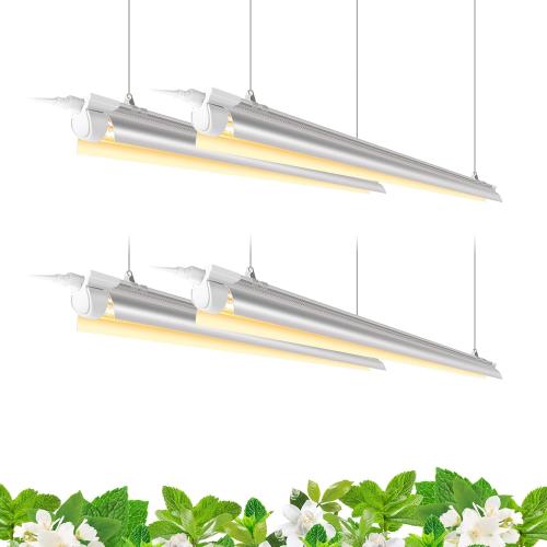 Barrina Full Spectrum LED Grow Light, 168W(4 x 42W), Grow Light Strips for Indoor Plant, 4FT Plant Grow Light, T8 Growing Lamp Fixture, Yellow, 4-Pack‼️hangers not included‼️