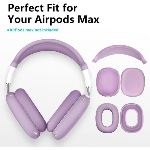 Filoto Case for Airpods Max Headphones,Ear Pad Case Cover/Ear Cups Cover/Headband Cover for AirPods Max(USB-C/Lightning)(2024/2020),Silicone for Apple Airpod Max, Accessories Cases(Lavender Purpl)
