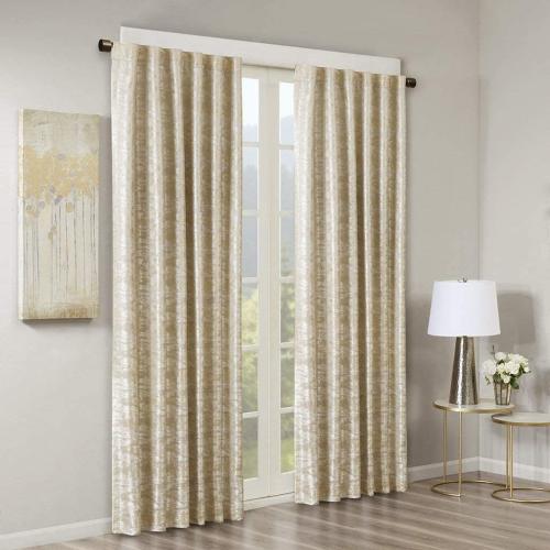 Sun Smart Cassius, Single Total Blackout Curtain for Bedroom, Luxurious Sheen Marble Jacquard, Window Treatment Panel, Rod Pocket Top, Easy to Hang, Fits 1.25 Rod, Machine Washable, 50 x 84 Gold