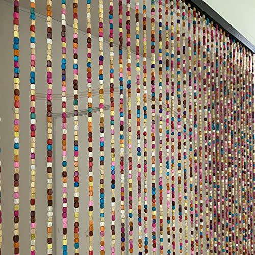 36 inches x 79 inches (Rainbow) FlavorThings 41 Strands Rainbow Colorful Hippie Boho Bohemian Natural Wooden Door Beaded Curtain Doorway Beads Bamboo Beads