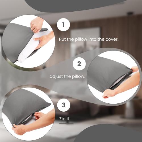 EVOLIVE Ultra Soft Microfiber Body Pillow Cover/Pillowcases 21x54 with Hidden Zipper Closure (21x54 Body Pillow Cover, Charcoal Grey)