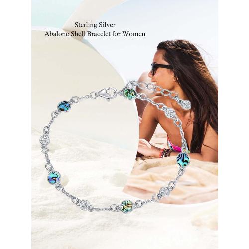 HPQQ Anklet Bracelet for Women 925 Sterling Silver Natural Stone Chain Ankle Bracelet Beach Summer Fine Jewelry Birthday Mothers Day Gifts for Women Her Mom