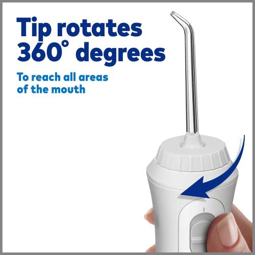 Waterpik Cordless Plus Water Flosser with 4 Flossing Tips, Rechargeable and Portable for Travel and Home, ADA Accepted, White WP-450