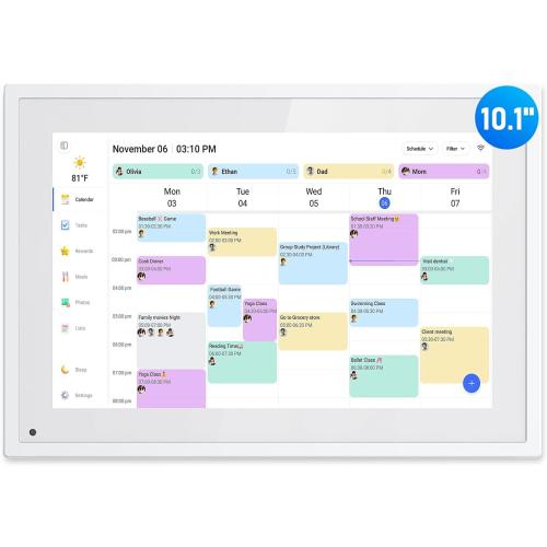 Digital Calendar, 10.1 Inch Smart Electronic Desk Calendar & Chore Chart, Touchscreen Interactive Display for Family Schedules with Meal Planner & Picture Frame & Lists