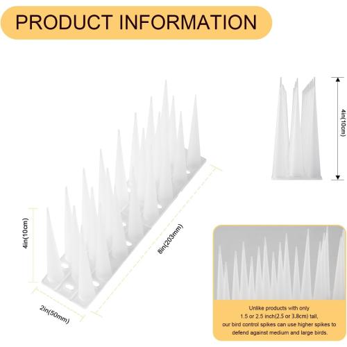 OFFO Bird Spikes Pigeon Outdoor Spikes for Cat Keep Birds Raccoon Woodpecker Away Covers 4 Feet(1.2m), Frosted White