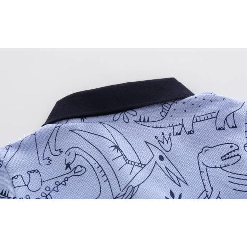 Size 100/56 Irsutey Boy Baby Toddler Short Sleeve Polo T-Shirt Striped Cartoon Print Lapel Cute Comfy Cotton Button V Neck Shirts
