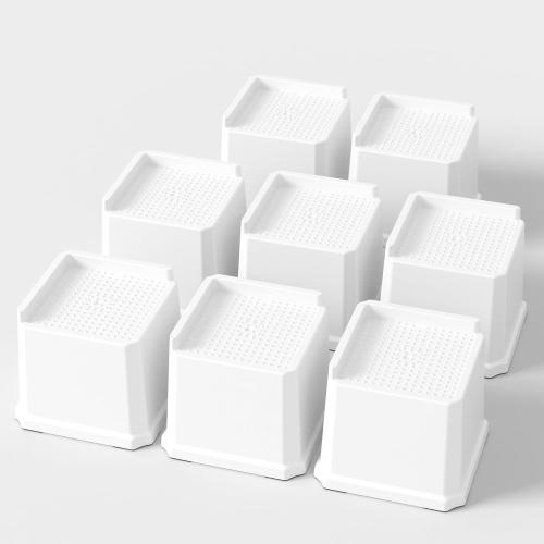 Bed Risers 4 Inch 8 Pack, Oversized L Shape Furniture Bed Lifts Risers 4 in Heavy Duty Wide Opening Elevators fits to Couch, Sofa, Bed Frame, White