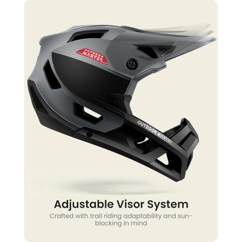 OutdoorMaster Full Face Mountain Bike Helmet for Men & Women-Two Removable Chin Pad Mountain Bike Helmet Grizzly, Ventilation Lightweight Racing Downhill DH BMX MTB Helmet