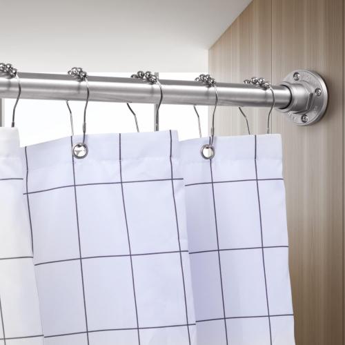 SILVER BRIOFOX Industrial Shower Curtain Rod - 2-in-1 Design Tension Curtain Rod - Never Rust Non-Slip 43 to 72 Inch 304 Stainless Steel, Brushed Nickel Window Curtain Rod