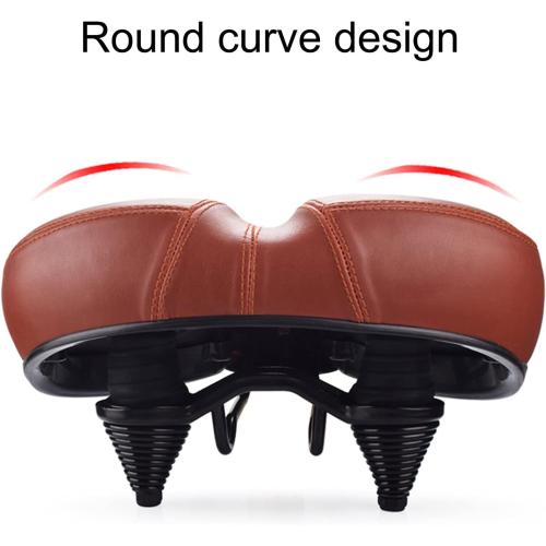 Chaunts Brown Bike Seat Cushion Oversized Bike Seat Comfortable Bicycle Bike Saddle Universal Replacement Beach Bike Saddle(Black) (Brown)