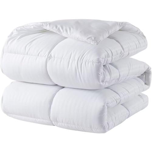 DOWNCOOL Comforters Queen Size, Duvet Insert, White All Season Duvet, Lightweight Quilt, Down Alternative Hotel Comforter (White, Queen 88x92 Inches)