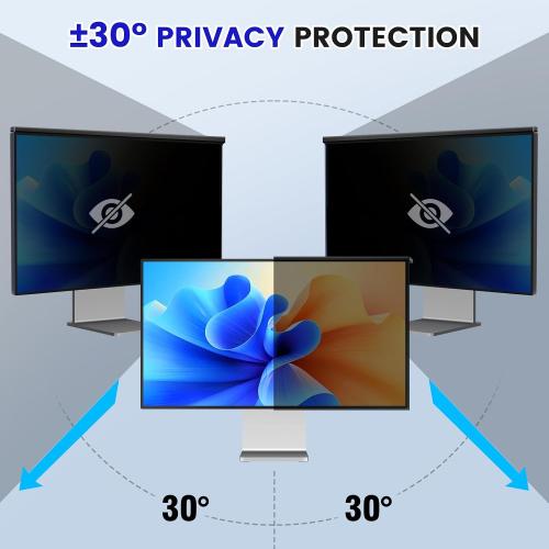 Hanging 24 Inch Computer Privacy Screen Filter, Hanging Computer Screen Privacy Cover, Compatible with, 23.8 Inch 16:9 Widescreen Monitors, Protect Eyes from Glare and Blue Light