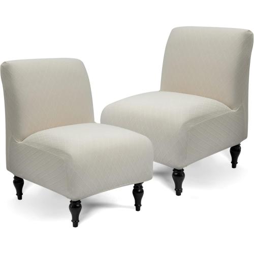 Armless Accent Slipper Chair Cover Slipcover,Stretch Spandex Removable Jacquard Non-Slip Silp Cover for Accent Chair Without arms Furniture Protector for Living Dining Room