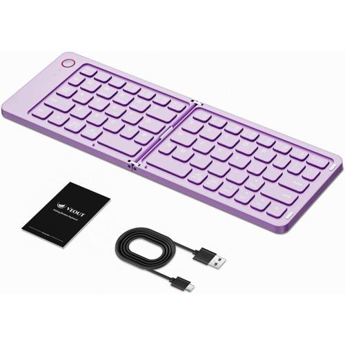 Foldable Bluetooth Keyboard, Ultra-Thin Portable Wireless Keyboard with Backlit, Lightweight for Laptop, iPad, iPhone, Android, Windows, Mac