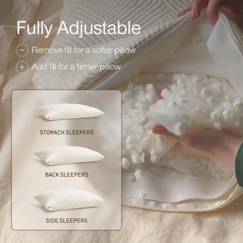 Coop Home Goods Adjustable Latex Pillow King, with Talalay Latex & Microfiber Fill, Best Pillows for Sleeping, Naturally Cooling, Eco-Friendly, Medium Firm Pillow for Back, Stomach or Side Sleepers