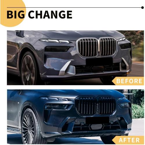 BLACK MAXDOM Replacement Front Upper Grill Fit for BMW (2023-2025) X7 G07 LCI – Gloss Black Single Slat ABS Grille