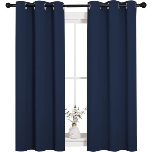 NICETOWN Blackout Curtain Panels, Window Treatment Energy Saving Thermal Insulated Solid Grommet Blackout Drapes/Draperies (Navy, 1 Pair, 34 by 54-inch)