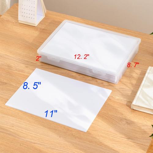 2 Pack Clear 8.5x11 Plastic Storage Containers for A4 File, 8.5x11 Letter File, Magazine Document, Pencil Box, Thick Scrapbook Storage Box for Crafts, Art Supplies, Crayon, Office Supplies, Washi Tape. (2)