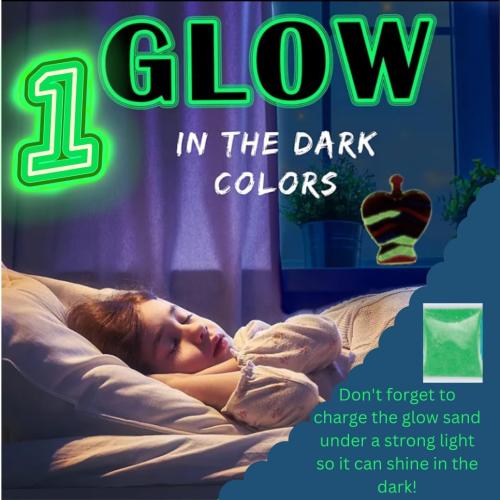 MAGICACORN Glow Sand Art Kit for Kids – DIY Creative Craft Activity, Sand Art Bottle with Glow-in-The-Dark Effect, Arts and Crafts Gift for Kids Age 5-12, Fun Busy Activity, Gift Ideas (Heart Bottle)