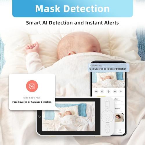 5 Monitor with 2.5K FHD Camera, Night Vision, 2-Way Audio, Pan-Tilt-Zoom, Crib & Wall Mount All Inside, No WiFi, No Subscription, with APP