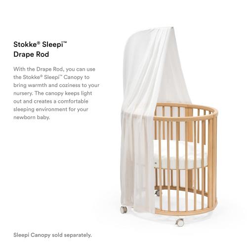 Stokke Sleepi Drape Rod V3, White - Compatible with Sleepi Bed V3, Mini V3 & Downsizing Kit V3 - Made from Solid Beech Wood